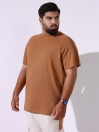Jersey Brown Popcorn Knit T-Shirt (Plus Size)