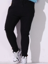 Terry Black Tri/Color Panel Jog Pants (Plus Size)