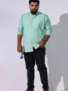 Cotton Green Ban Collar Poplin Shirt (Plus Size)