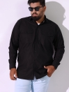 Cotton Casual Black Poplin Shirt (Plus Size)