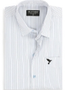 Cotton Basic White Tri-Color Striped Shirt