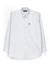 Cotton Basic White Tri-Color Striped Shirt (Plus Size)