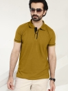 Cotton & Polyester Dijon Brown Polo Shirt