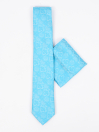 Men Square Two Tone Jacquard Knit Light Ferozi Tie & Pocket