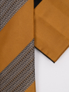 Men Square Mustard Brown Self Stripes Tie & Pocket