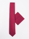 Men Square Maroon Self Weaved Tie & Pocket