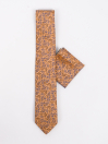 Men Square Golden Paisley Print Tie & Pocket