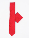 Men Square Red Self Check Leaf Pattern Tie & Pocket