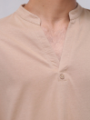 Men's Beige  V-neck Tunic Shirt