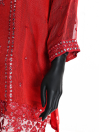 Women Red Semi Formal Pret Cotton Net 3 Piece Dress