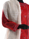 Women Red Semi Formal Pret Cotton Net 3 Piece Dress