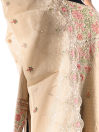 Women Beige Formal Pret Dobby Cotton 3 Piece Dress