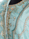 Women Turquoise Formal Pret Organza 3 Piece Dress
