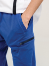 Men's Blue Coated Zip Tapered Pants