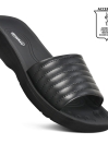 Black Arch Support Slide Sandals for Women