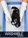 Coral Black Slingback Sandals