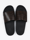 Men Hand-Crafted Brown Leather Crocodile Slides