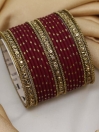 Vintage Looking Mat Bond Bangles with Antique Finish - Maroon