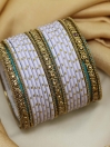 Vintage Looking Mat Bond Bangles with Antique Finish - White