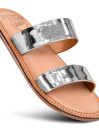 Women’s Silver Natural Leather Slide