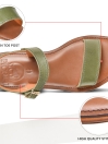Women’s Green Natural Leather Flat Slide
