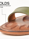 Women’s Green Natural Leather Flat Slide