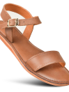 Women’s Light Brown Natural Leather Flat Slide