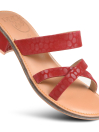 Women’s Red Strappy Natural Leather Heeled Sandals