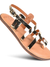 Women’s Golden Natural Leather Slingback Flat Sandals