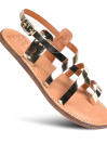 Women’s Golden Natural Leather Slingback Flat Sandals