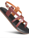 Women’s Maroon Natural Leather Slingback Flat Sandals