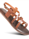 Women’s Brown Natural Leather Slingback Flat Sandals