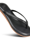 Women's Black Genuine Leather Flat Slide
