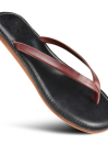 Women's Brown/Black Genuine Leather Flat Slide
