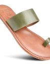Women’s Green Split Toe Natural Leather Slide
