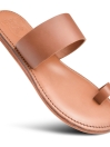 Women’s Light Brown Split Toe Natural Leather Slide