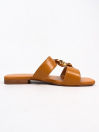 Women Cocoa brown Chain Embellished Slides
