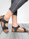 Women Black Amulet Slingback Sandals
