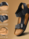 Men Black Amulet Slingback Sandals