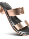 Women’s Talise Gold Strappy Leather Heeled Slides