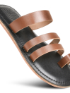 Women Brown/Black Renz Strappy Leather Slides