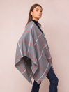 Women Gray & Orange Linings Cape Shawl