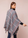 Women Gray & Orange Linings Cape Shawl