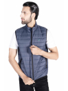 Men Navy Blue/Grey Quilted Short Body Slim-Fit Gilet Puffer Jackets - Pack Of 2