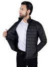 Men Grey/Black Short Body Slim-Fit Full-Sleeves Puffer Jackets - Pack Of 2