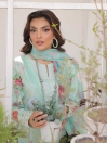 Women Mint Bloom Unstitched Three PCs Suit