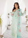 Women Mint Bloom Unstitched Three PCs Suit