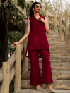 Women Solid Red Co-Ord Set - Heuora