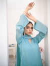 Women Cyan Farshi Shalwar Set