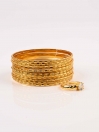 Glimmery Gold Plated Bangle Set Of 12 with Zircona Ring
